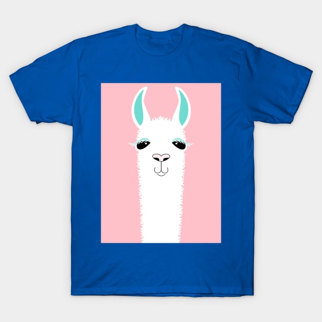 ALPACA LLAMA PORTRAIT ON EGGSHELL PINK T-Shirt by JeanGregoryEvans1